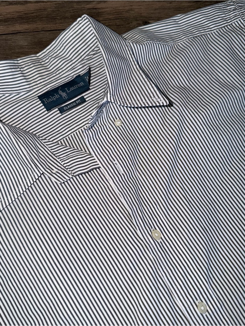 Ralph Lauren Black and White Striped Dress Shirt